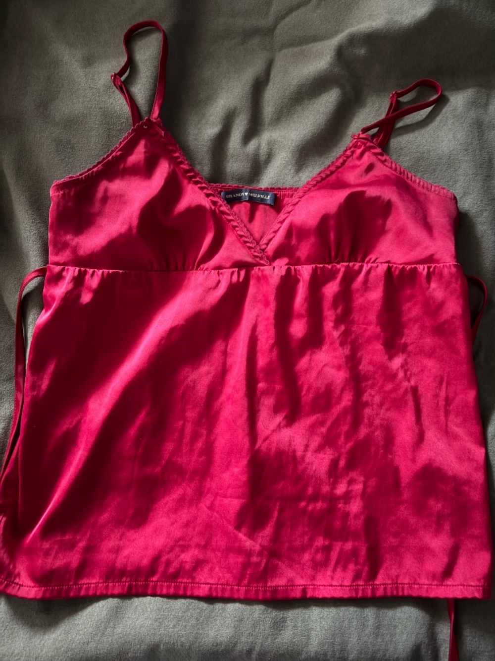 Brandy Meville Red Satin Shirt